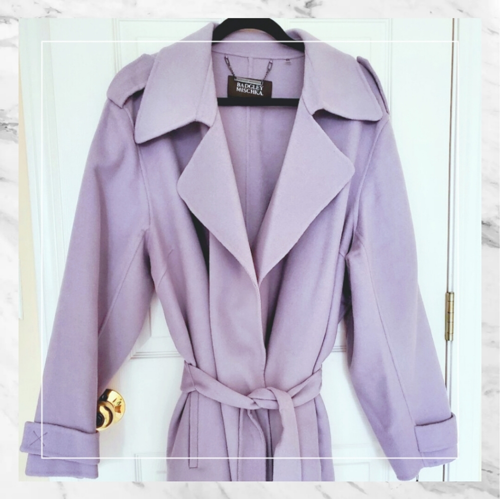 Badgley Mischka Double Face Wool Blend Wrap Coat